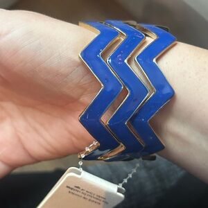 Vintage 80’s NWT Blue and Gold Chevron Bangle Bracelet